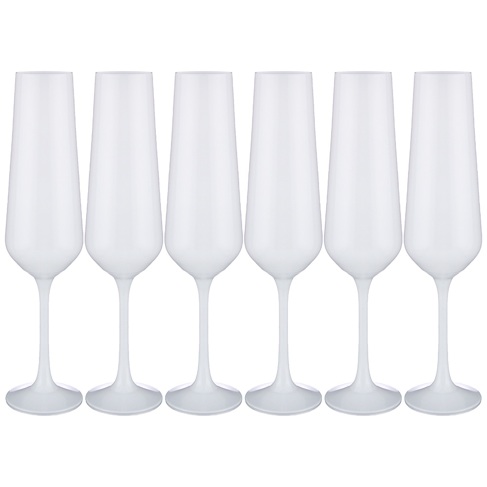Набор бокалов для шампанского Sandra Sprayed white 200, 6 шт., 200 мл, 25 см, Хрустальное стекло, Bohemia Crystal, Чехия, Sandra