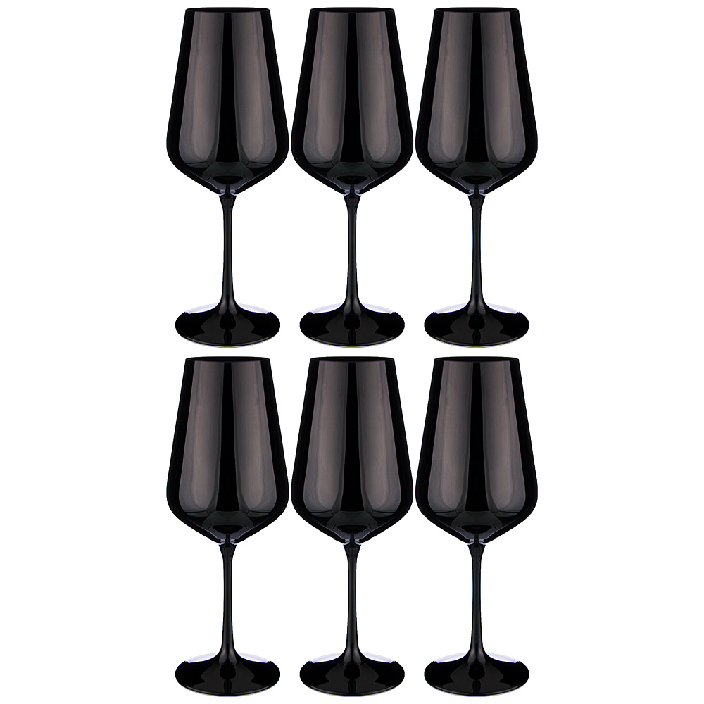 Набор бокалов для вина Sandra Sprayed black 450, 6 шт., 450 мл, 24 см, Хрустальное стекло, Bohemia Crystal, Чехия, Sandra
