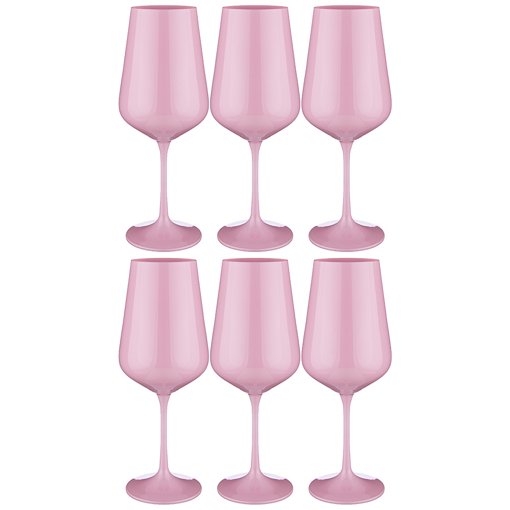 Набор бокалов для вина Sandra Sprayed pink 450, 6 шт., 450 мл, 24 см, Хрустальное стекло, Bohemia Crystal, Чехия, Sandra