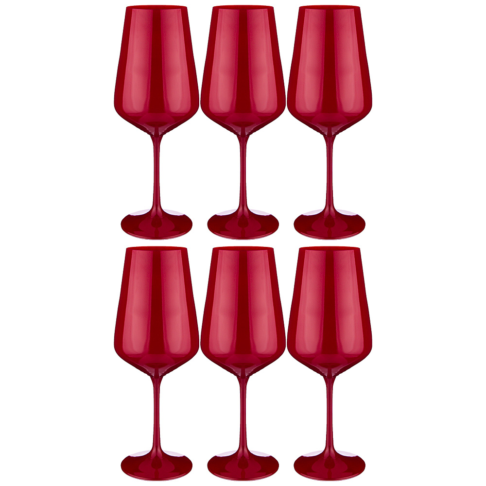 Набор бокалов для вина Sandra Sprayed red 450, 6 шт., 450 мл, 24 см, Хрустальное стекло, Bohemia Crystal, Чехия