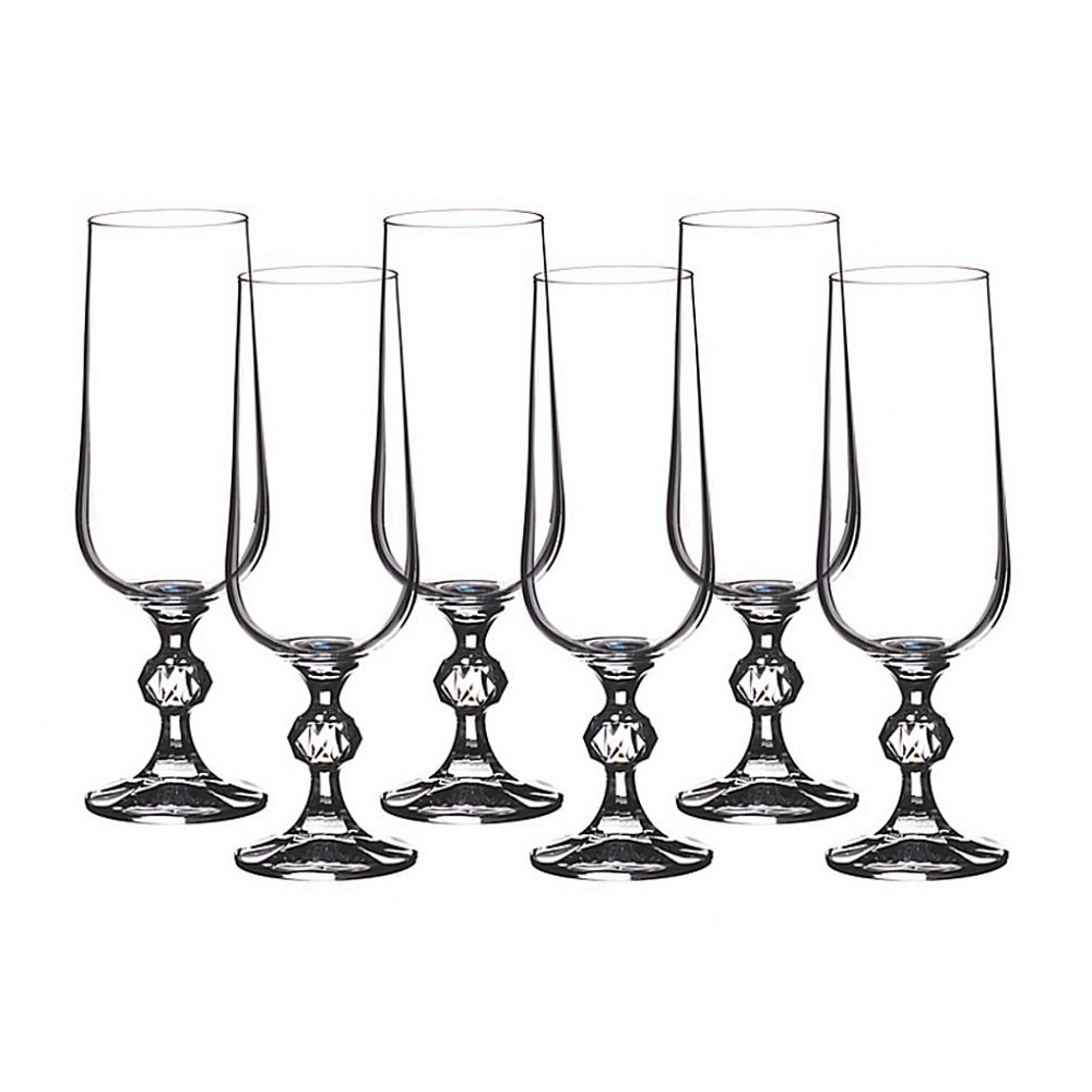 Набор бокалов для шампанского Klaudie, 6 шт., 180 мл, 17 см, Стекло, Bohemia, Чехия