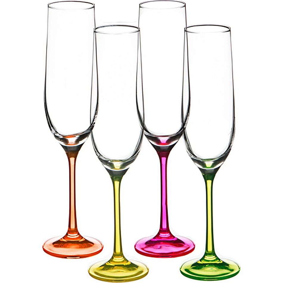 Набор бокалов для шампанского Neon, 4 шт., 190 мл, 24 см, Стекло, Bohemia