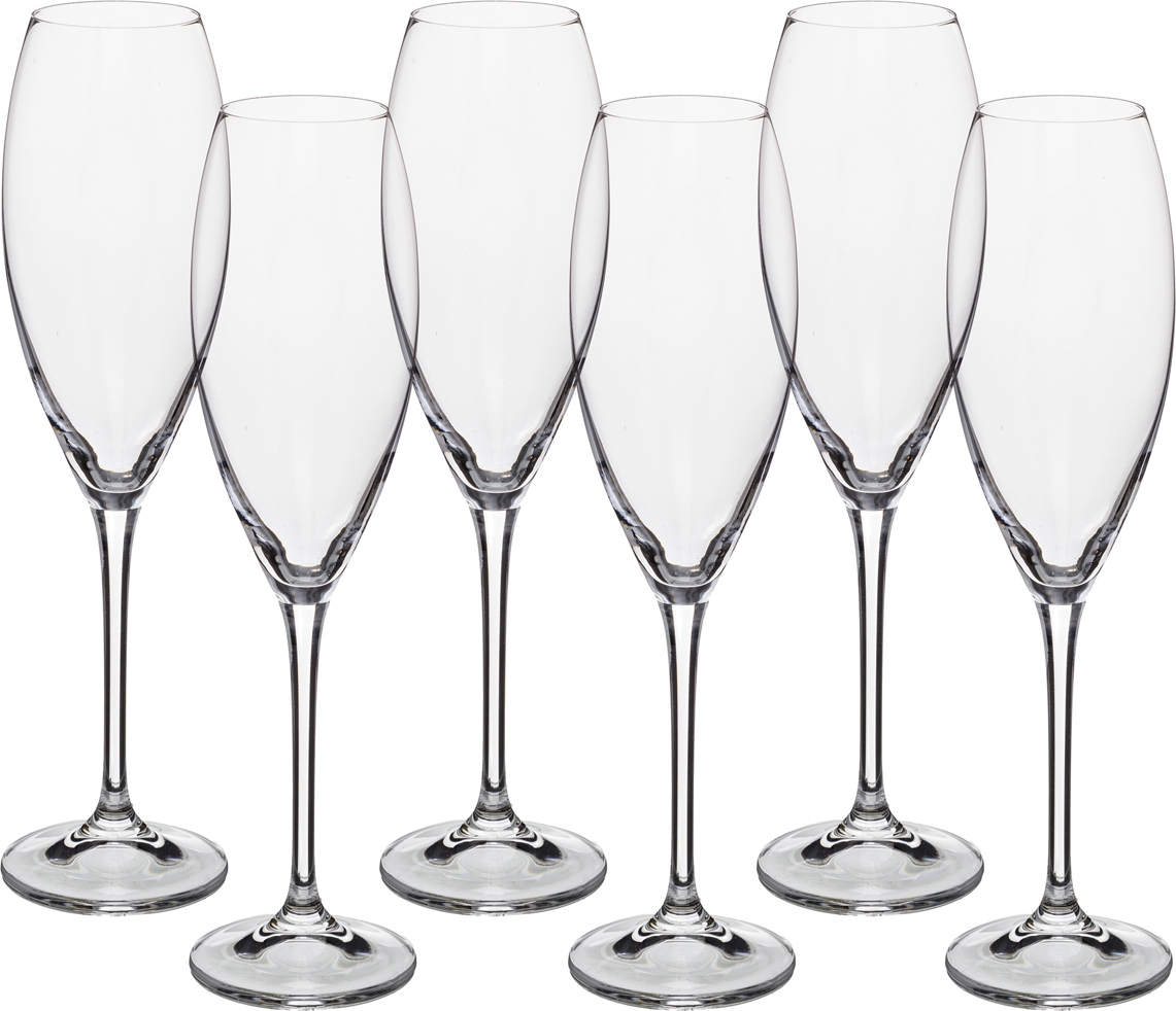 Набор бокалов для  шампанского Cecilia 290 мл, 6 шт., 290 мл, 26 см, Хрустальное стекло, Bohemia, Чехия