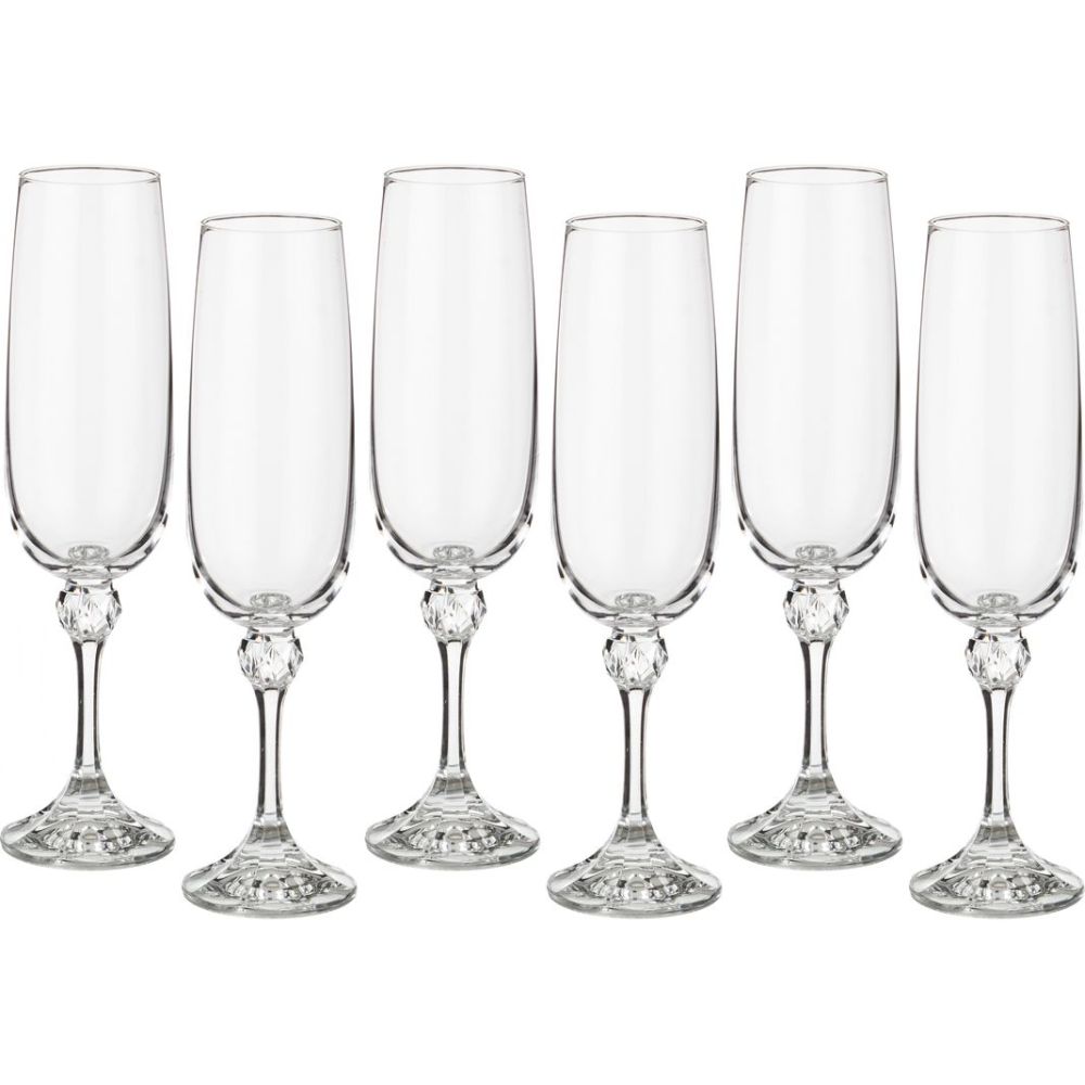 Набор бокалов для шампанского Julia, 6 шт., 180 мл, 21 см, Хрустальное стекло, Bohemia, Чехия