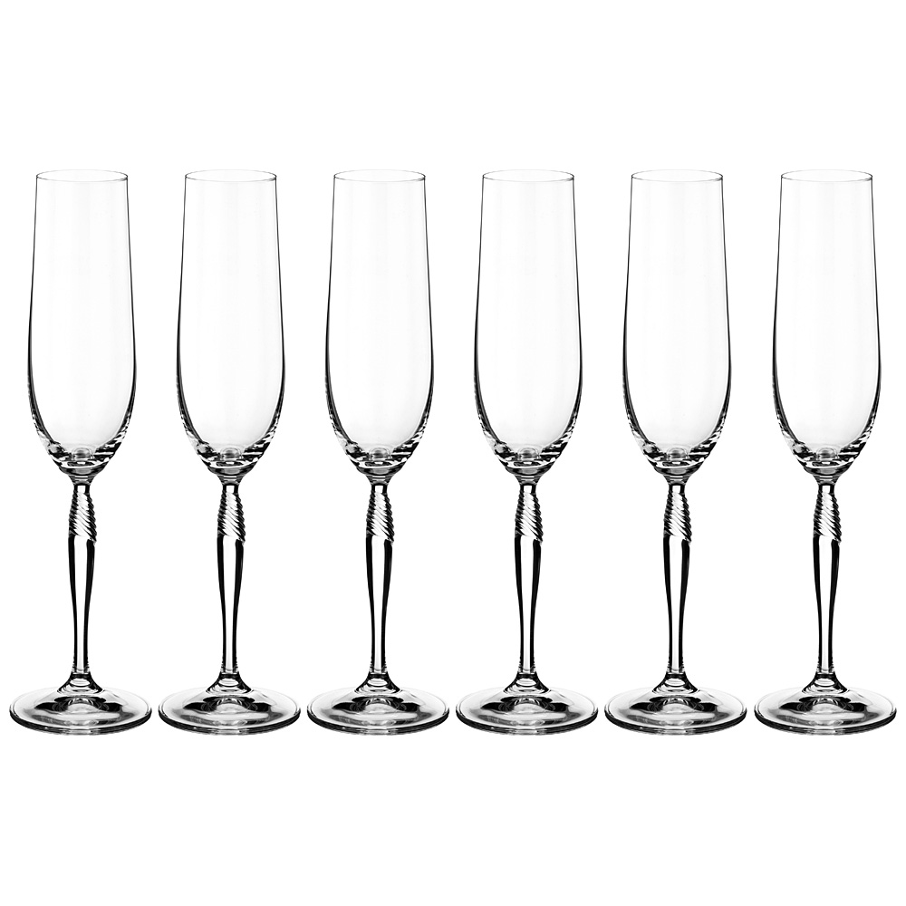 Набор бокалов для шампанского Keira, 6 шт., 195 мл, 25 см, Хрустальное стекло, Bohemia, Чехия, Keira