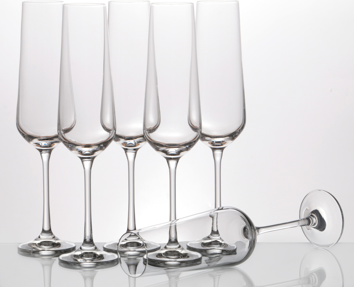 Набор бокалов для шампанского Sandra 200 мл. 6 шт., 200 мл, 25 см, Хрустальное стекло, Bohemia, Чехия