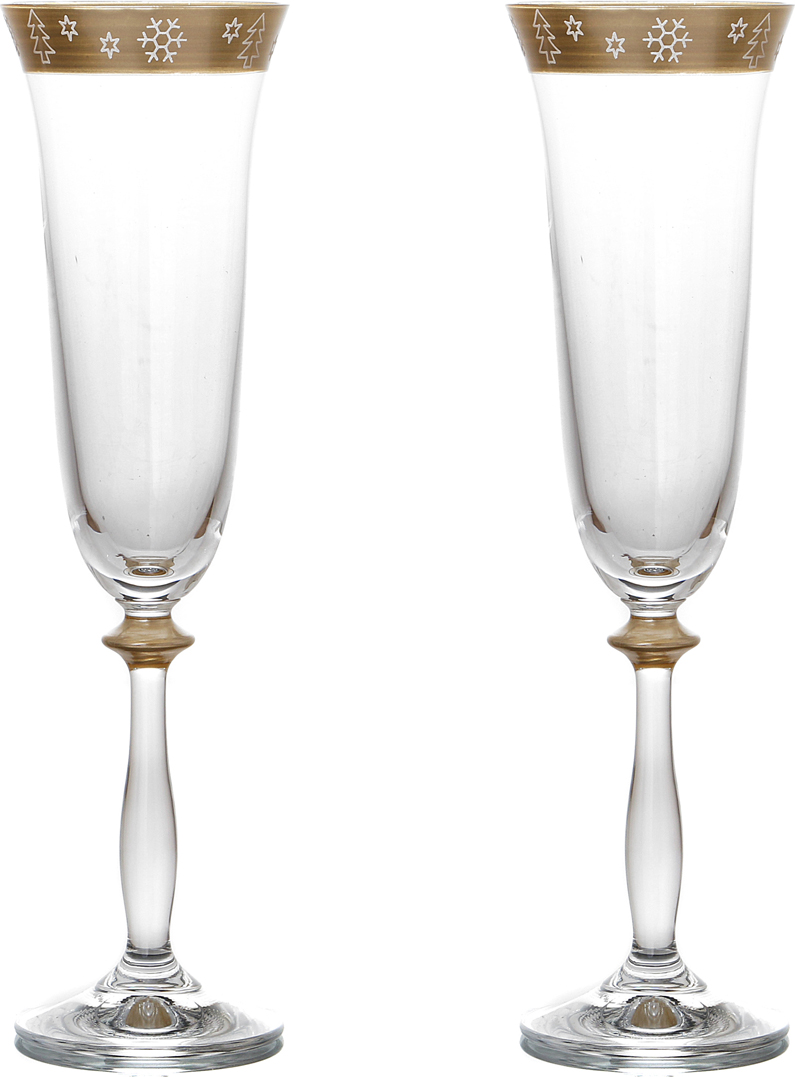 Набор бокалов для шампанского Snowflakes, 2 шт, 190 мл, 25 см, Хрустальное стекло, Bohemia, Чехия