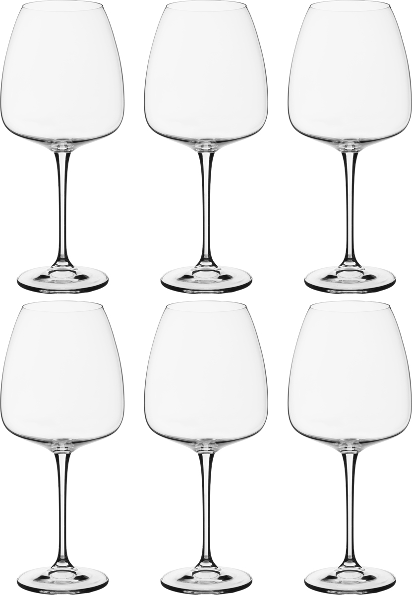 Набор бокалов для вина Anser 770 мл., 6 шт, 770 мл, 25 см, Хрустальное стекло, Bohemia, Чехия