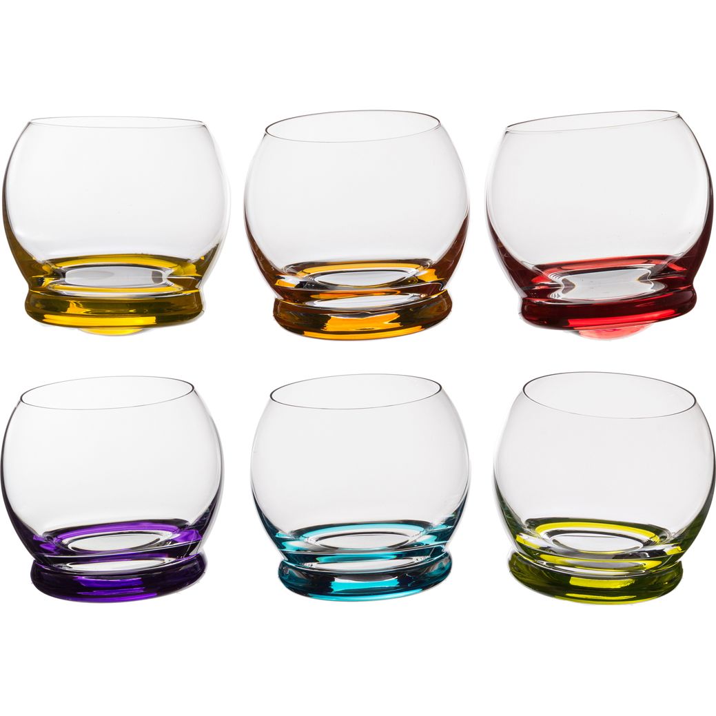 Набор стаканов Crazy multicolor, 6 шт, 390 мл, 9 см, Стекло, Bohemia, Чехия, Crazy crystal