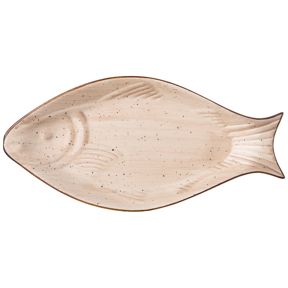 Блюдо сервировочное Nature Fish Beige, 25х12 см, Фарфор, Bronco, Китай