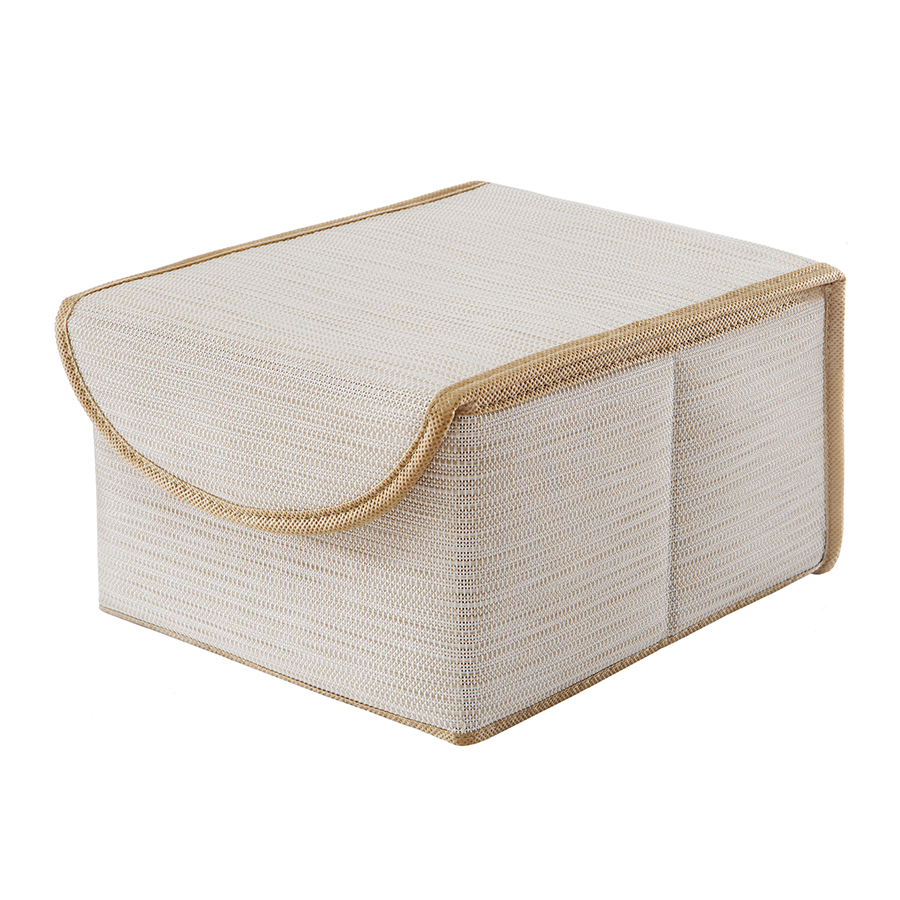 Коробка для хранения с крышкой Box S beige, 21x26 см, 15 см, Полиэстер, Casy Home, Россия