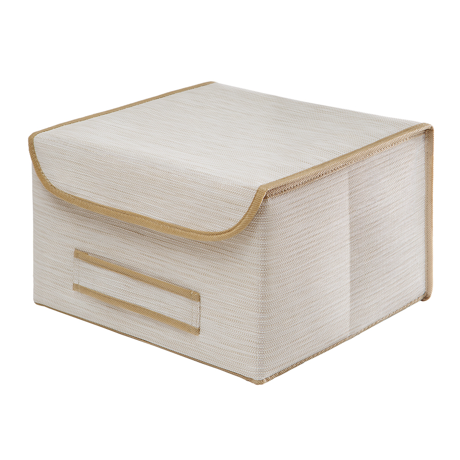 Коробка для хранения с крышкой Box XL beige, 35x30 см, 22 см, Полиэстер, Casy Home, Россия