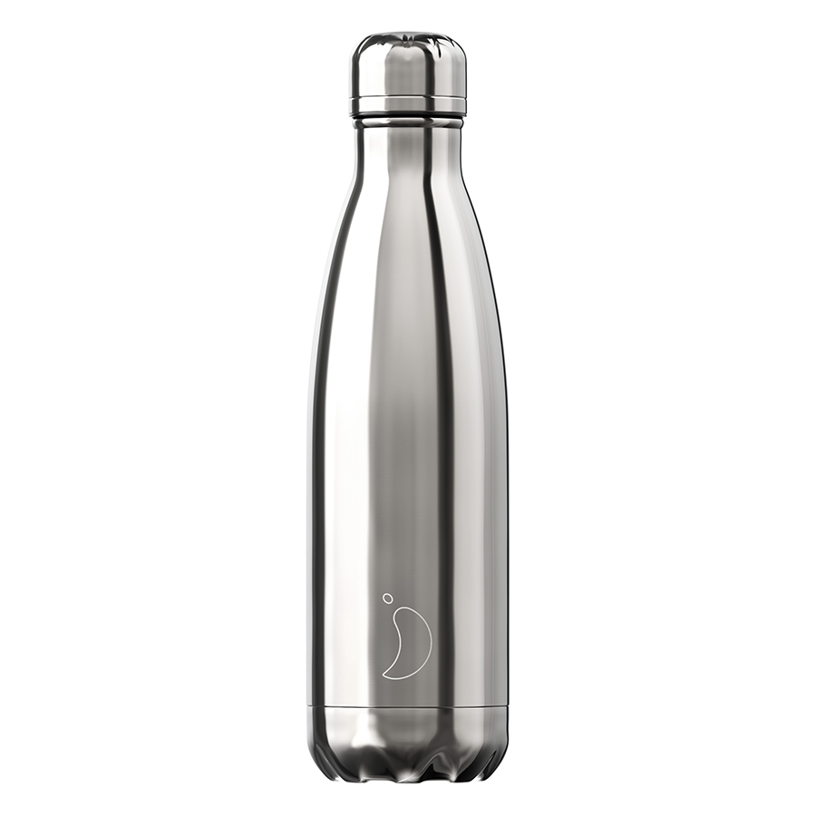 Термос chrome Silver 500 мл, 500 мл, 7 см, 26 см, Пластик, Нерж. сталь, Силикон, Chilly's Bottles, Великобритания