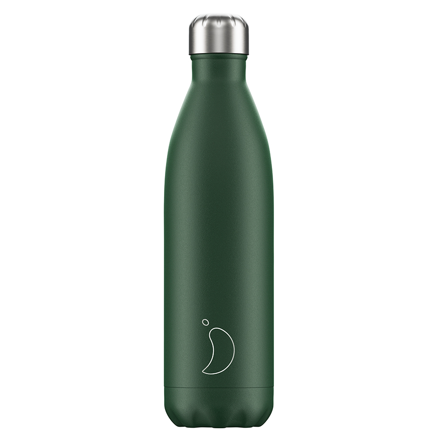 Термос Matte Green 750, 750 мл, 7,6 см, 30 см, Нерж. сталь, Силикон, Пластик, Chilly's Bottles, Великобритания