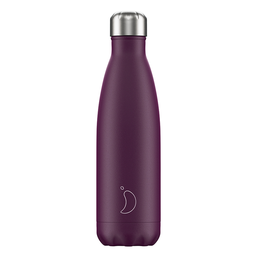 Термос Matte Purple 500, 500 мл, 7 см, 26 см, Нерж. сталь, Силикон, Пластик, Chilly's Bottles, Великобритания