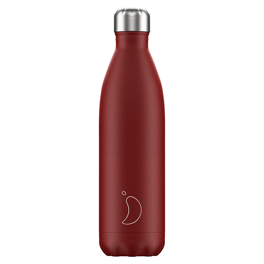 Термос Matte Red 750, 750 мл, 7,6 см, 30 см, Нерж. сталь, Силикон, Пластик, Chilly's Bottles, Великобритания
