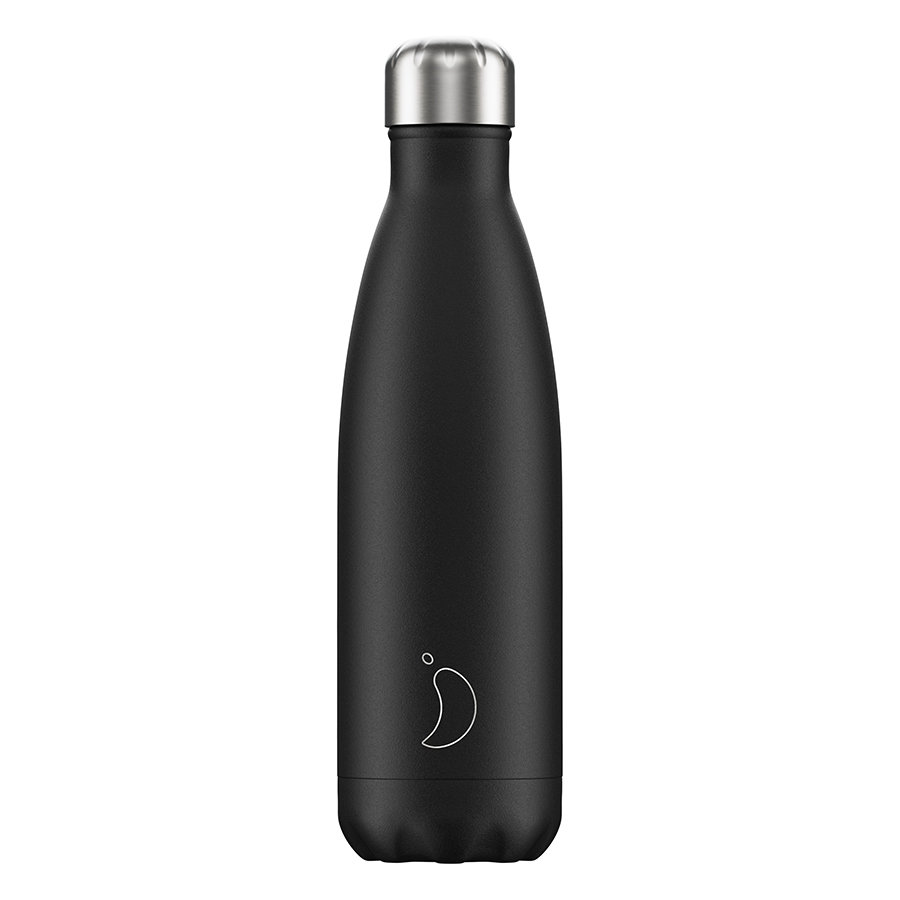 Термос monochrome Black 500 мл, 500 мл, 7 см, 26 см, Пластик, Нерж. сталь, Силикон, Chilly's Bottles, Великобритания
