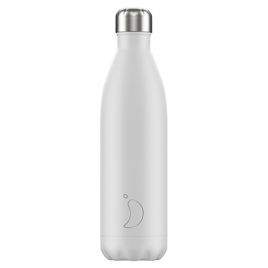 Термос Monochrome White 750, 750 мл, 7,6 см, 30 см, Нерж. сталь, Силикон, Пластик, Chilly's Bottles, Великобритания