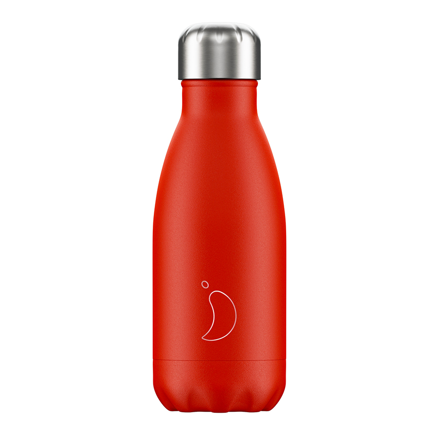Термос Neon Red 260, 260 мл, 6,4 см, 20 см, Нерж. сталь, Силикон, Пластик, Chilly's Bottles, Великобритания