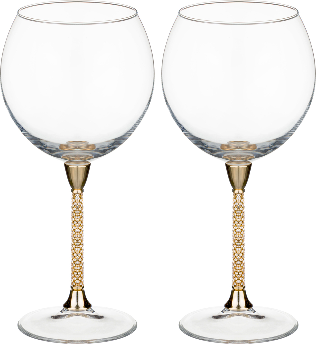 Набор бокалов для вина Crystal, 2 шт., 600 мл, 23 см, Стекло, Латунь, Claret, Италия, Claret Crystal