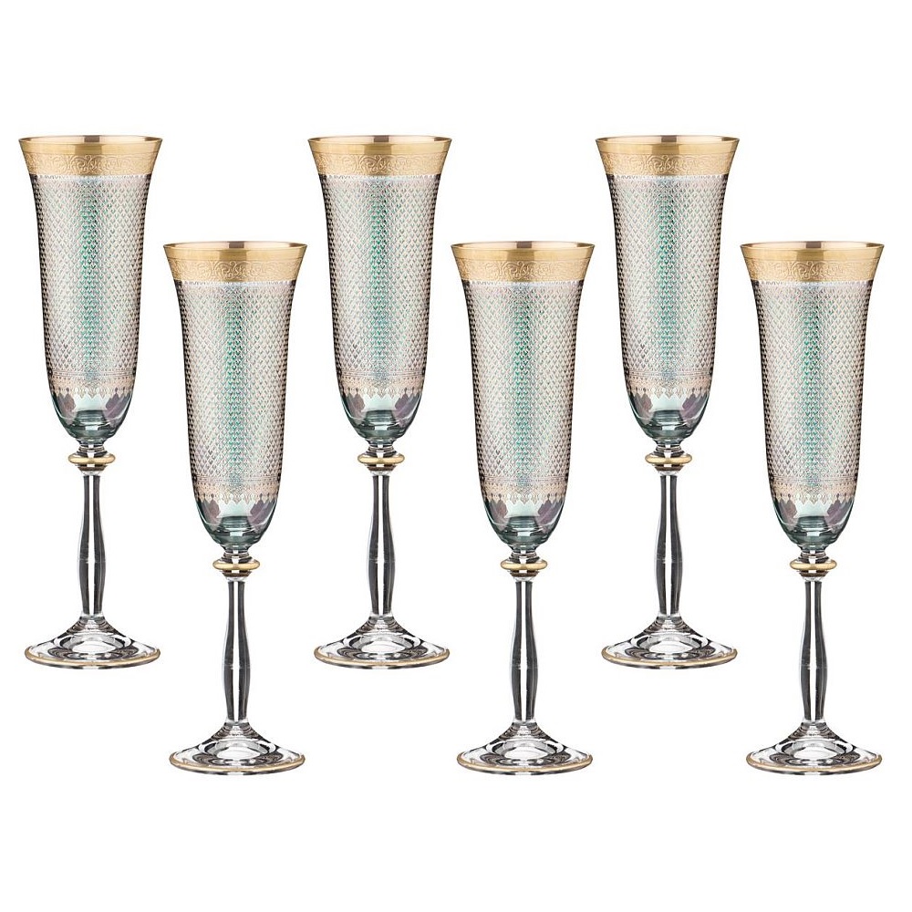 Набор бокалов для шампанского Verde, 6 шт., 200 мл, 25 см, Стекло, Combi