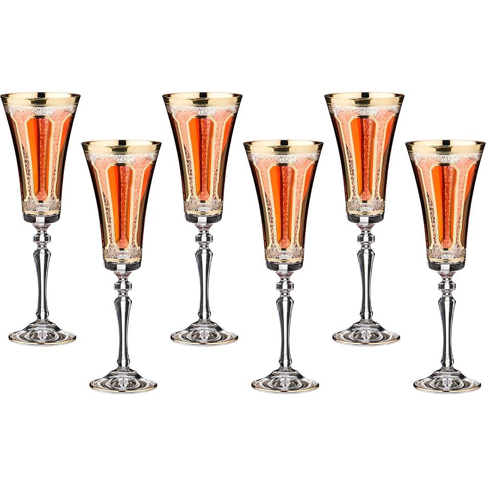Набор бокалов для шампанского Rubicondo, 6 шт., 180 мл, 22 см, Стекло, Combi