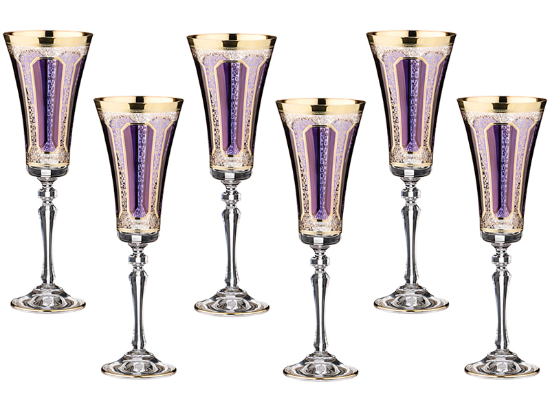 Набор бокалов для шампанского Violet, 6 шт., 180 мл, 22 см, Стекло, Combi