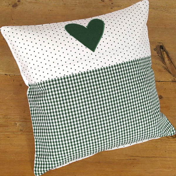 Декоративная подушка Reesa Green Heart, 40х40 см, Хлопок, Country Home Style, Австрия, Reesa Green
