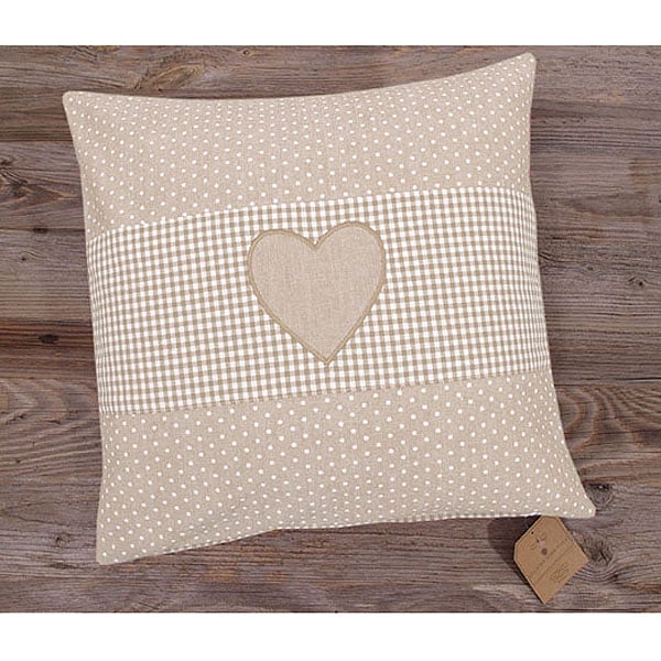 Декоративная подушка Paula Beige Heart Dot, 40х40 см, Хлопок, Country Home Style, Австрия, Paula Beige