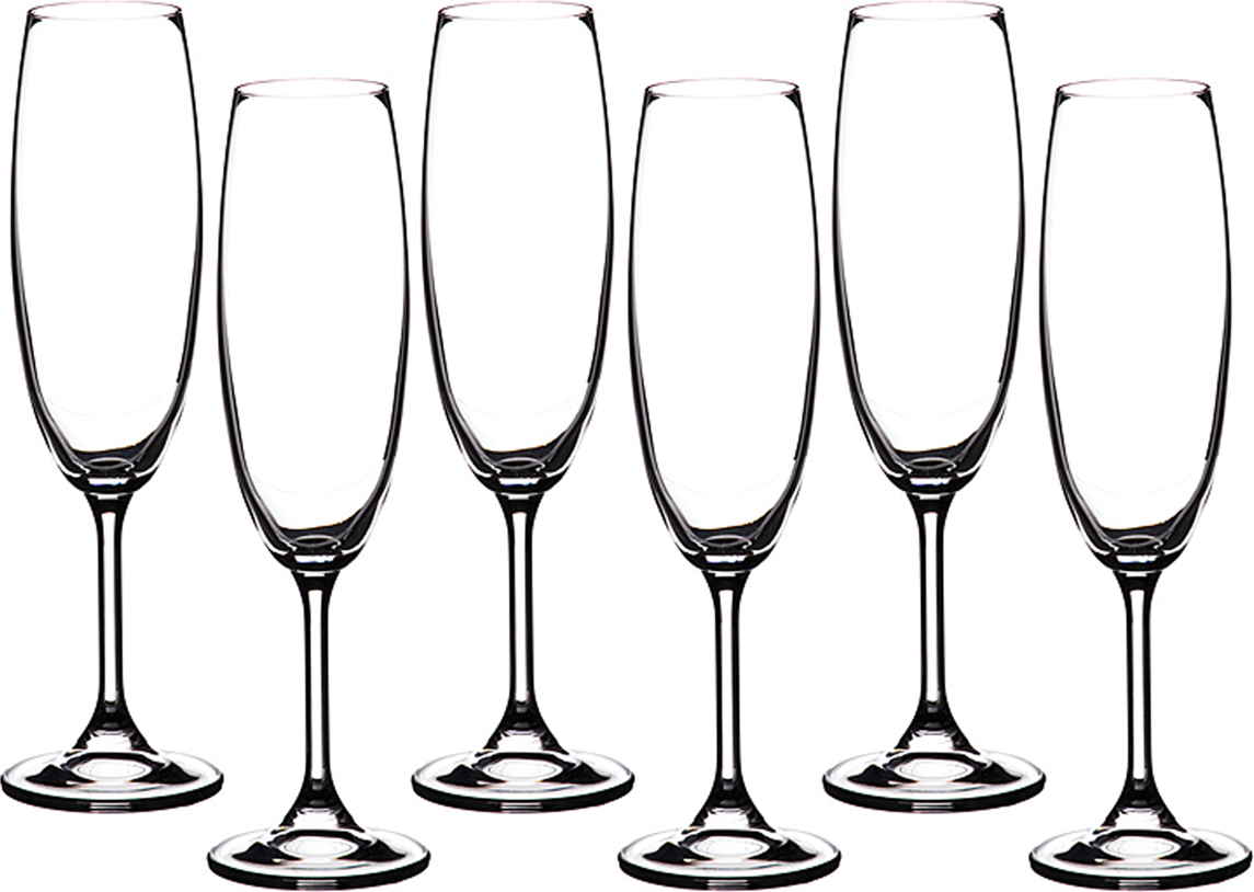 Набор бокалов для шампанского Klara 220 мл, 6 шт., 220 мл, 22 см, Хрустальное стекло, CRYSTALITE, Чехия