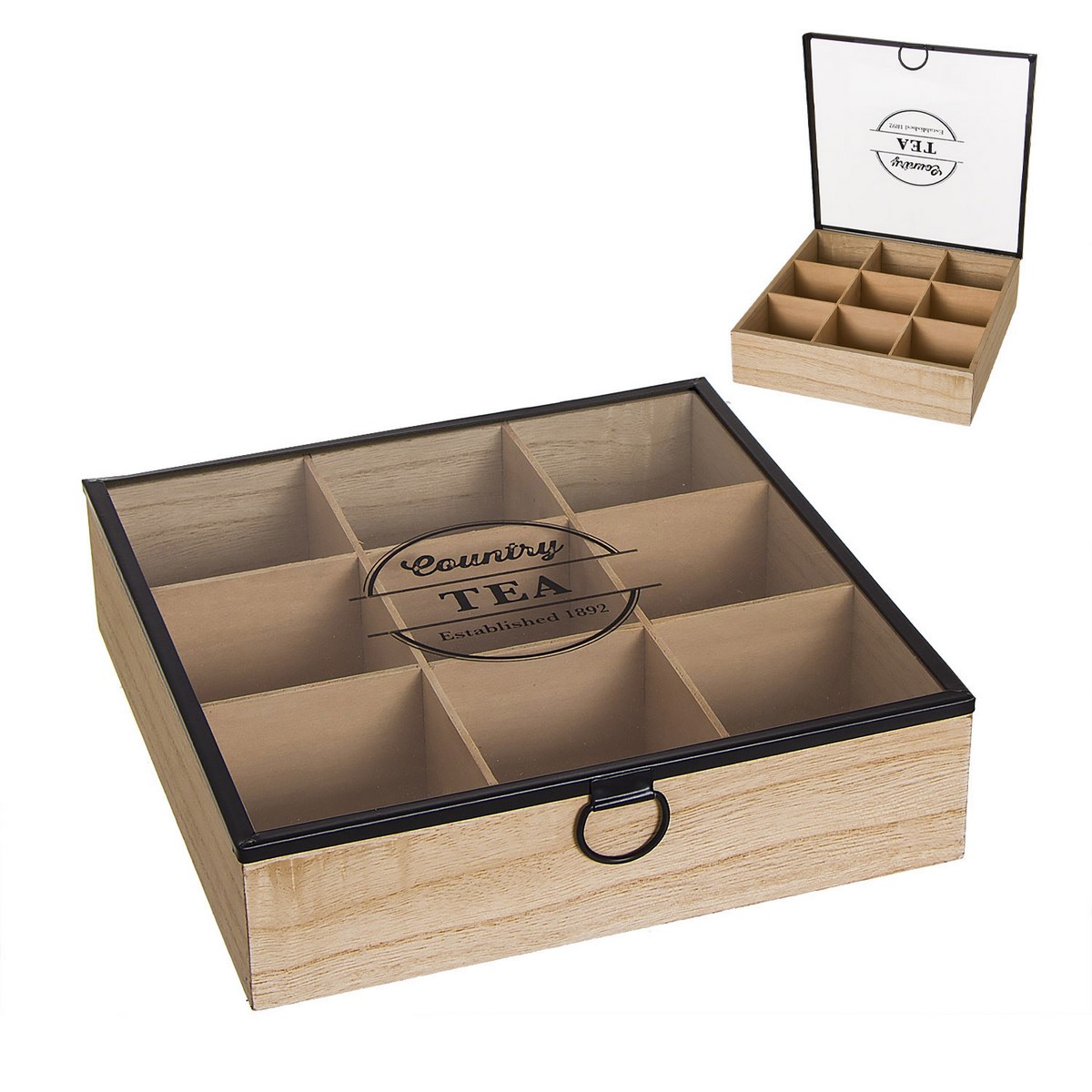 Бокс для чайных пакетиков Weston Wood, 24х24 см, 7 см, Дерево, Акрил, Dcasa, Испания