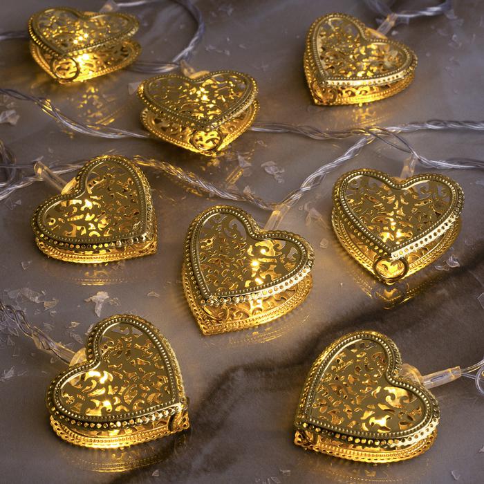 Новогодняя гирлянда Golden hearts, 500 см, Металл, Пластик, Deco, Китай