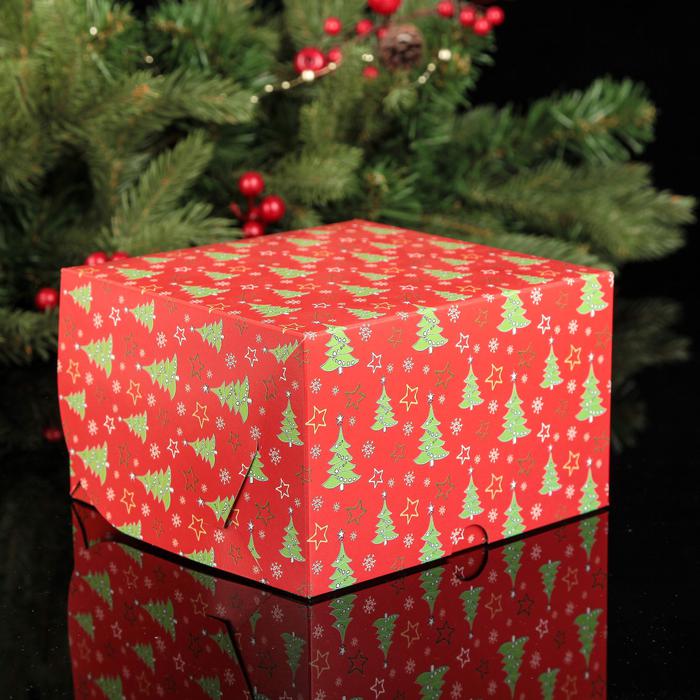 Подарочная коробка New Year Trees, 16х16 см, 10 см, Картон, Deco, Китай Подарочная коробка New Year Trees, 16х16 см, 10 см, Картон, Deco, Китай