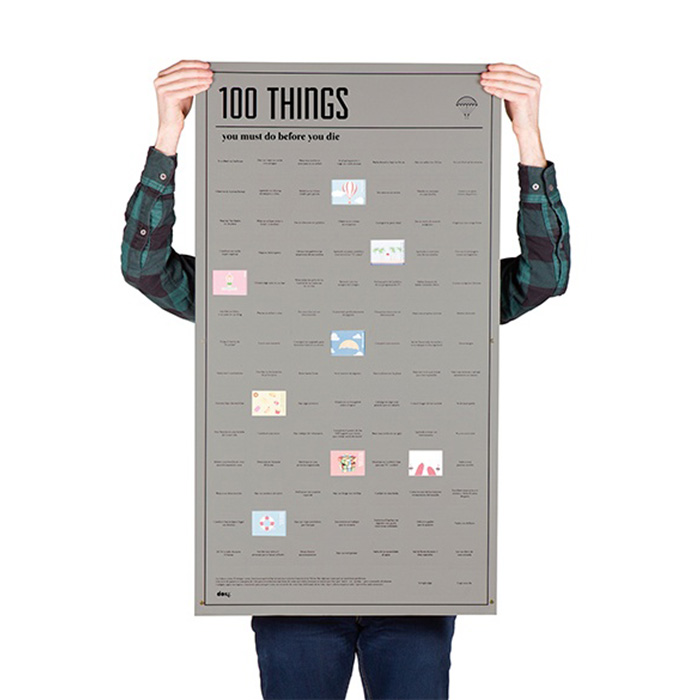 Постер 100 вещей сделать прежде чем умереть, 10х60 см, Бумага, Doiy, Испания, Interactive maps