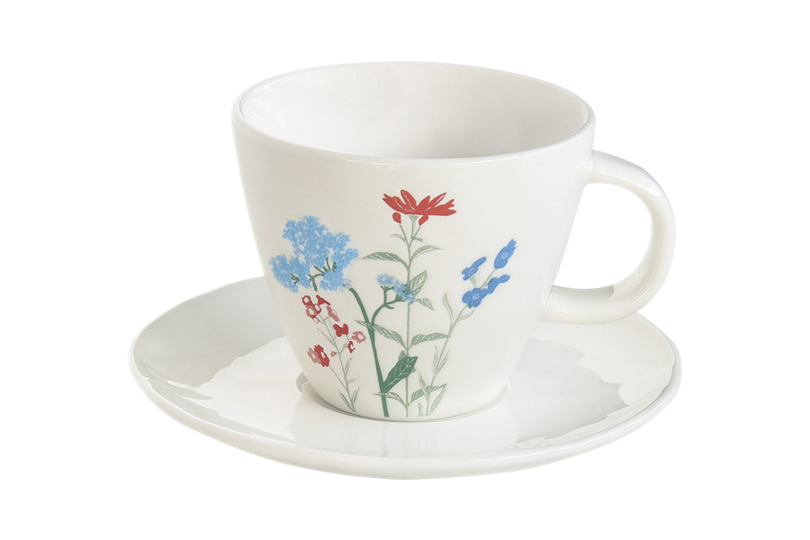 Чайная пара Simple Flowers blue, 14 см, 9 см, 250 мл, Фарфор, Easy Life, Италия, Simple Flowers