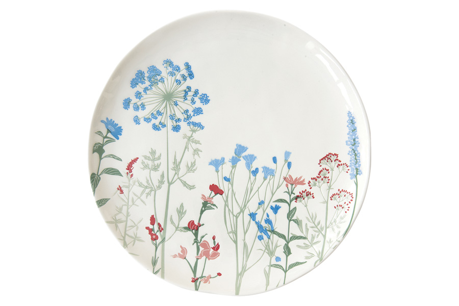Тарелка обеденная Simple Flowers blue, 26 см, Фарфор, Easy Life, Италия