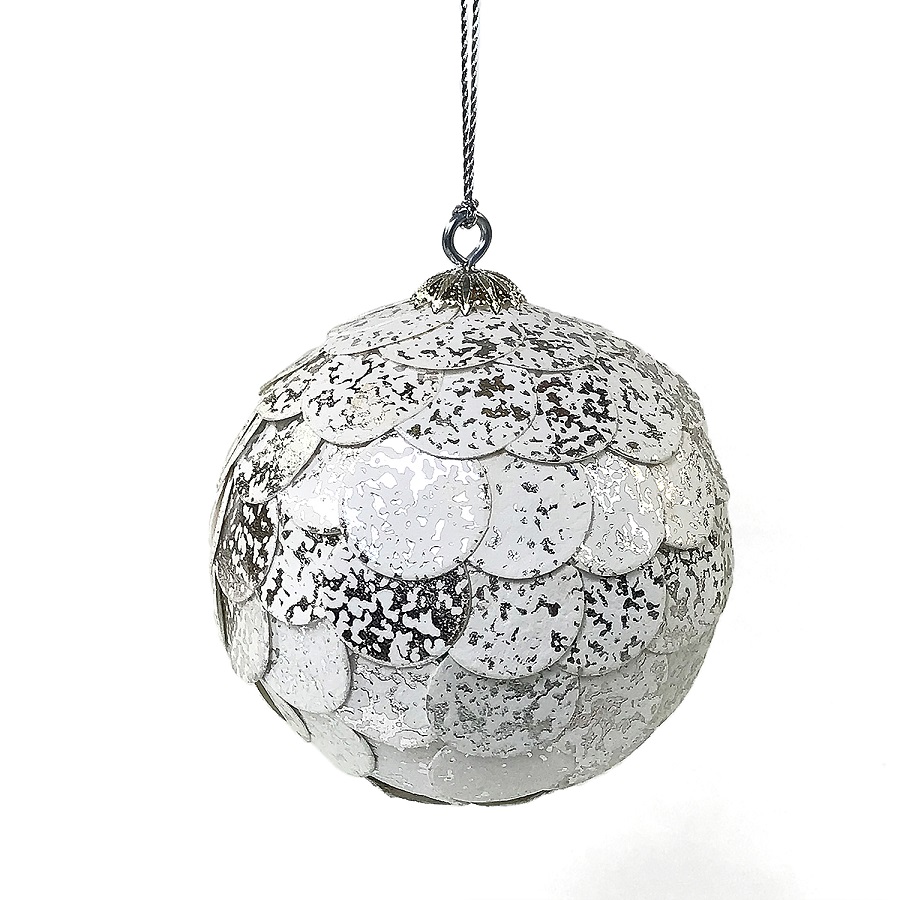 Елочная игрушка Paper Ball Silver Marble, 10 см, Бумага, EnjoyMe, Россия