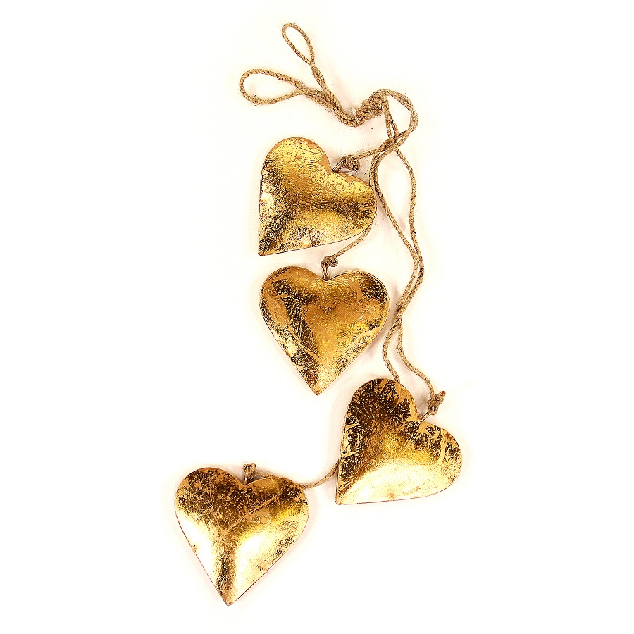 Гирлянда подвесная Golden Hearts, 9x10 см, 65 см, Металл, EnjoyMe, Россия