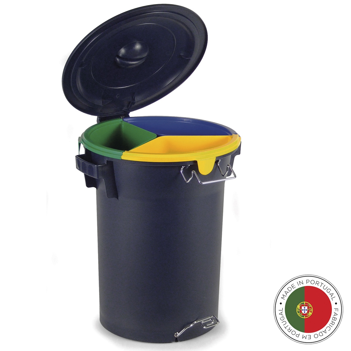 Бак с педалью для раздельного сбора мусора ECO navy, 60 см, 50 см, 52 л, Пластик, Металл, Faplana, Португалия