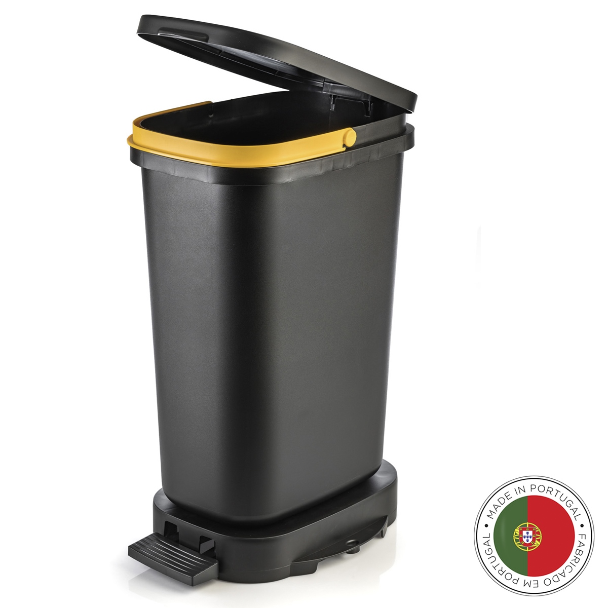 Мусорный бак с педалью BE-ECO black yellow, 26х36 см, 50 см, 20 л, Пластик, Faplana, Португалия