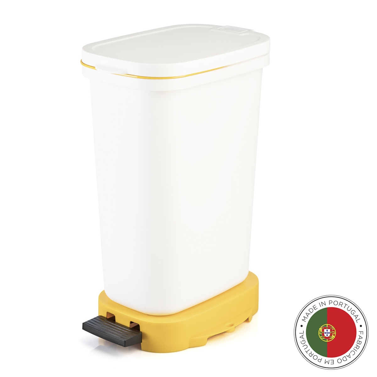 Мусорный бак с педалью BE-ECO white yellow, 26х36 см, 50 см, 20 л, Пластик, Faplana, Португалия