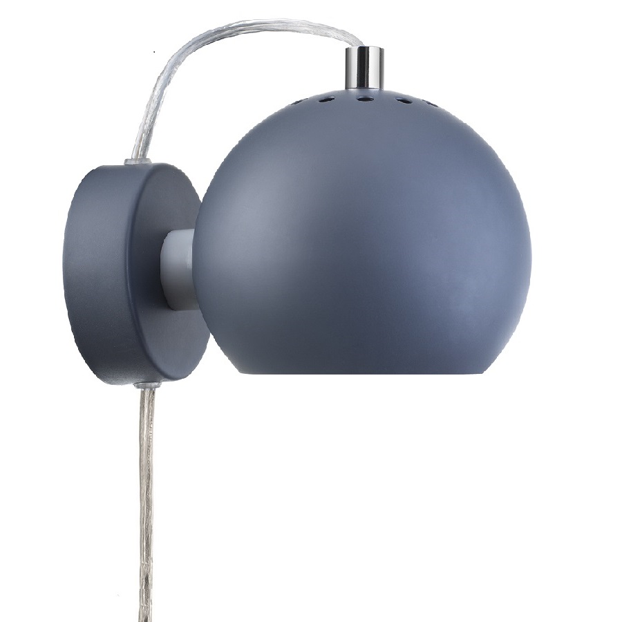Лампа настенная Ball blue matt, 12 см, 15 см, Металл, Frandsen, Дания