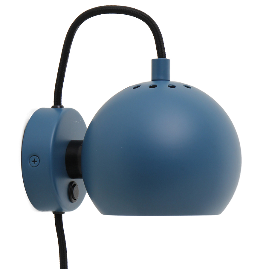 Лампа настенная Ball dark blue matt, 12 см, 15 см, Металл, Frandsen, Дания