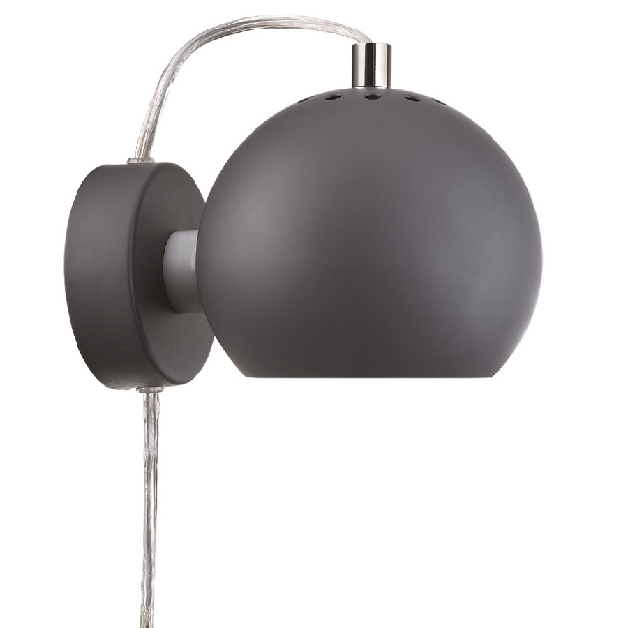 Лампа настенная Ball dark gray matt, 12 см, 15 см, Металл, Frandsen, Дания