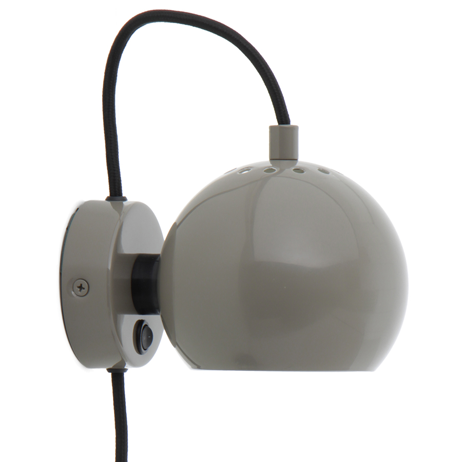 Лампа настенная Ball Grey Gloss, 12 см, 15 см, Металл, Frandsen, Дания, Ball