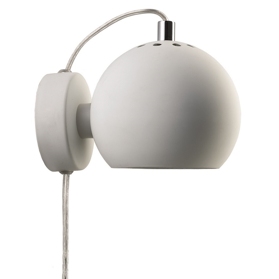 Лампа настенная Ball white matt, 12 см, 15 см, Металл, Frandsen, Дания