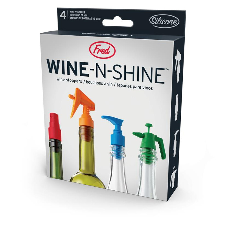 Набор пробок для бутылки Wine-n-shine, 4 шт., Силикон, Fred&Friends, США