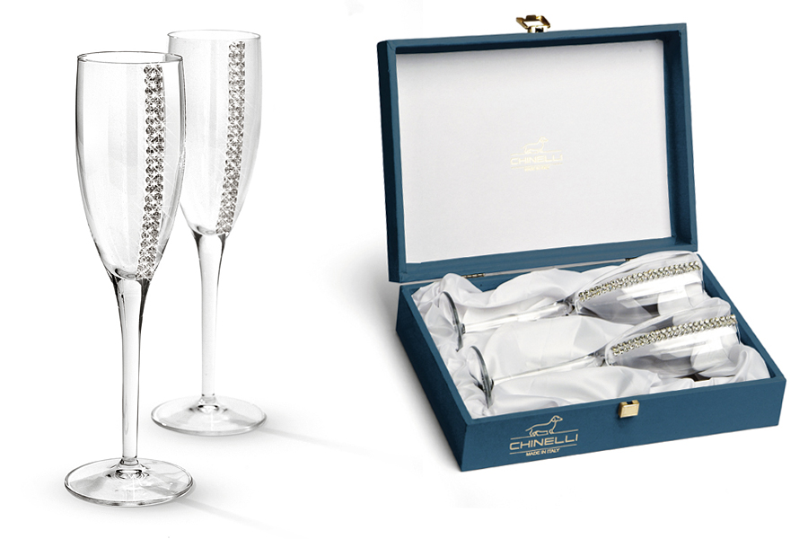 Набор бокалов для шампанского Regina Swarovski, 230 мл, Хрустальное стекло, Гамма, Италия