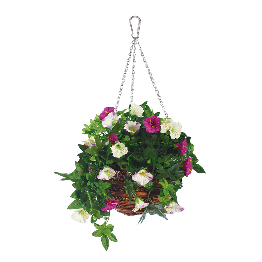 Корзина с цветами подвесная Artificial petunia, 30 см, 30 см, Пластик, Gardman, Великобритания