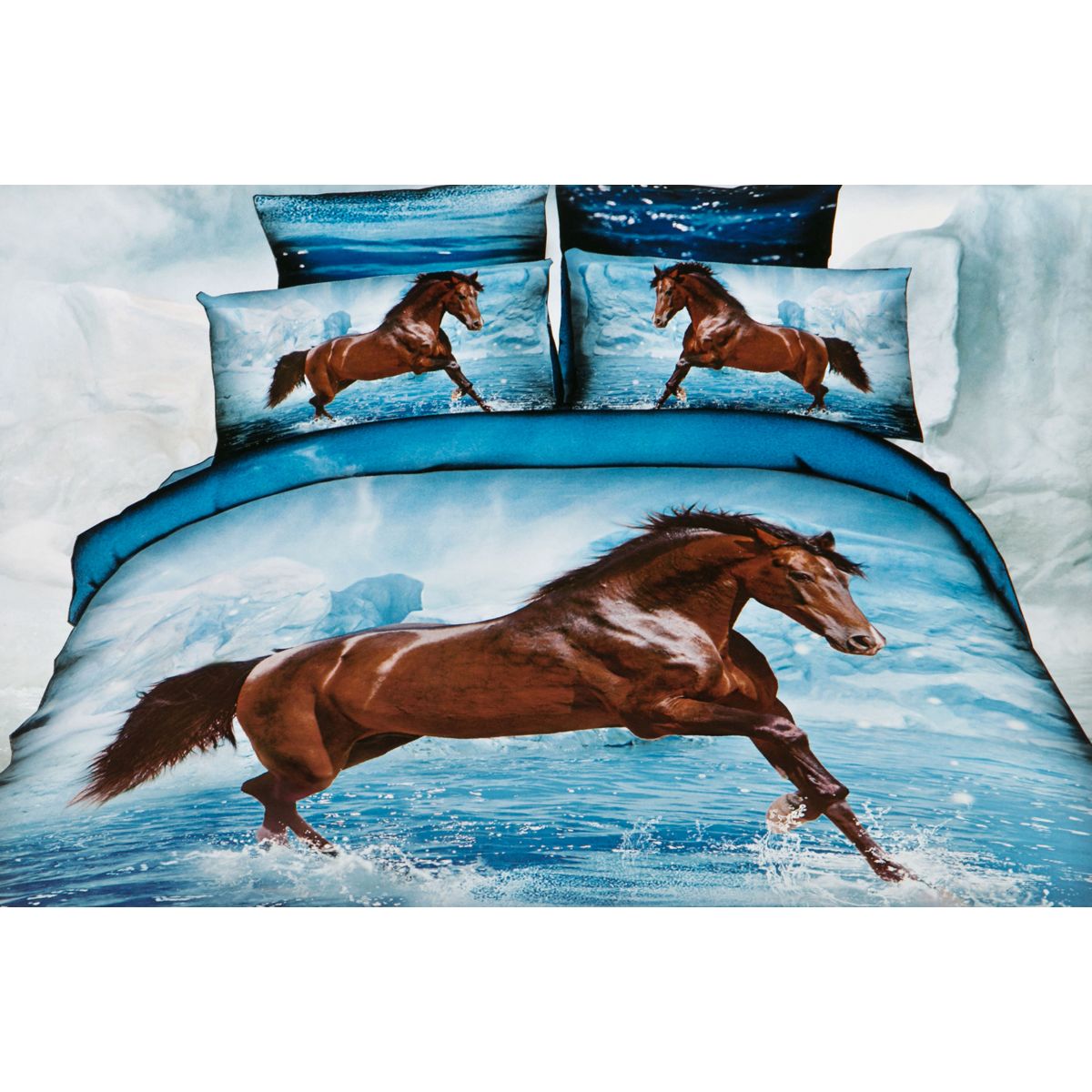 Комплект постельного белья Horse&Blue, Евро, 200х220 см, 215х240 см, Хлопок, Gree Textile, Китай